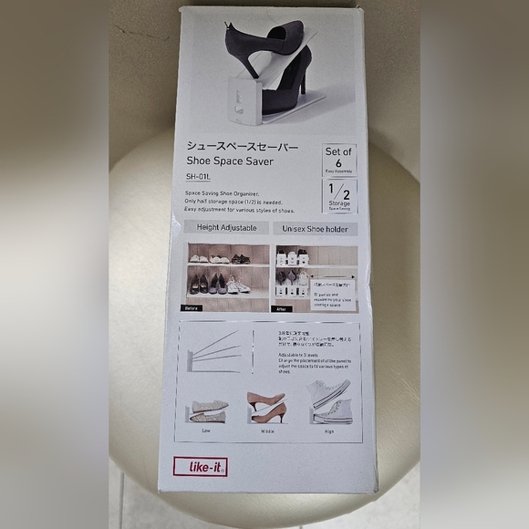 LIKE IT JAPAN Shoe Space Saver White Plastic Shelf Holder Set Of 6 - Picture 2 of 5